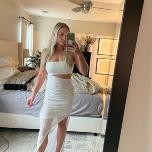 Selfie Leslie Can’t Hardly Wait White Sequin Dress